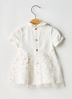 Robe mi-longue col claudine manches courtes blanc GYMP fille