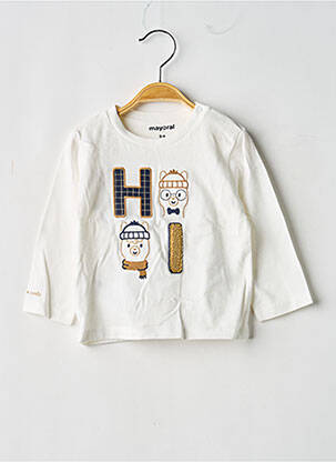 T-shirt fermeture pressionnée manches longues blanc MAYORAL garçon