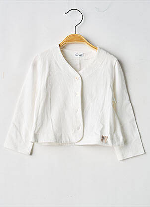 Gilet manches longues col v blanc GYMP fille