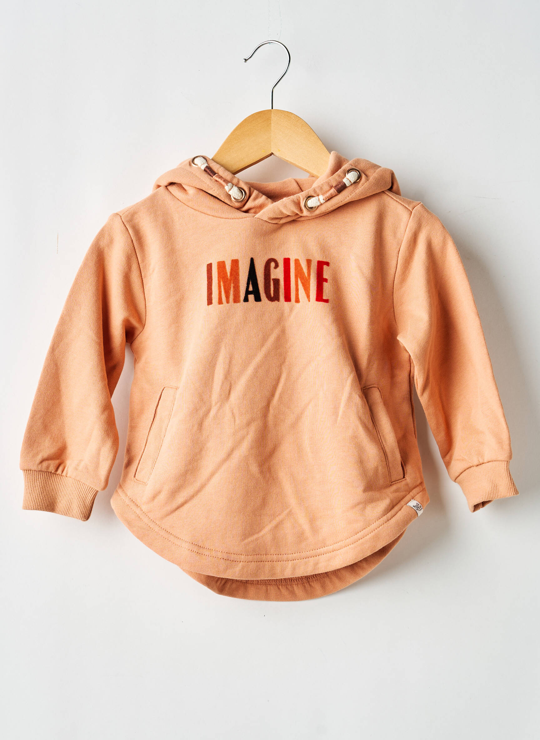 Sweat-shirt à capuche col v manches longues orange NOPPIES fille