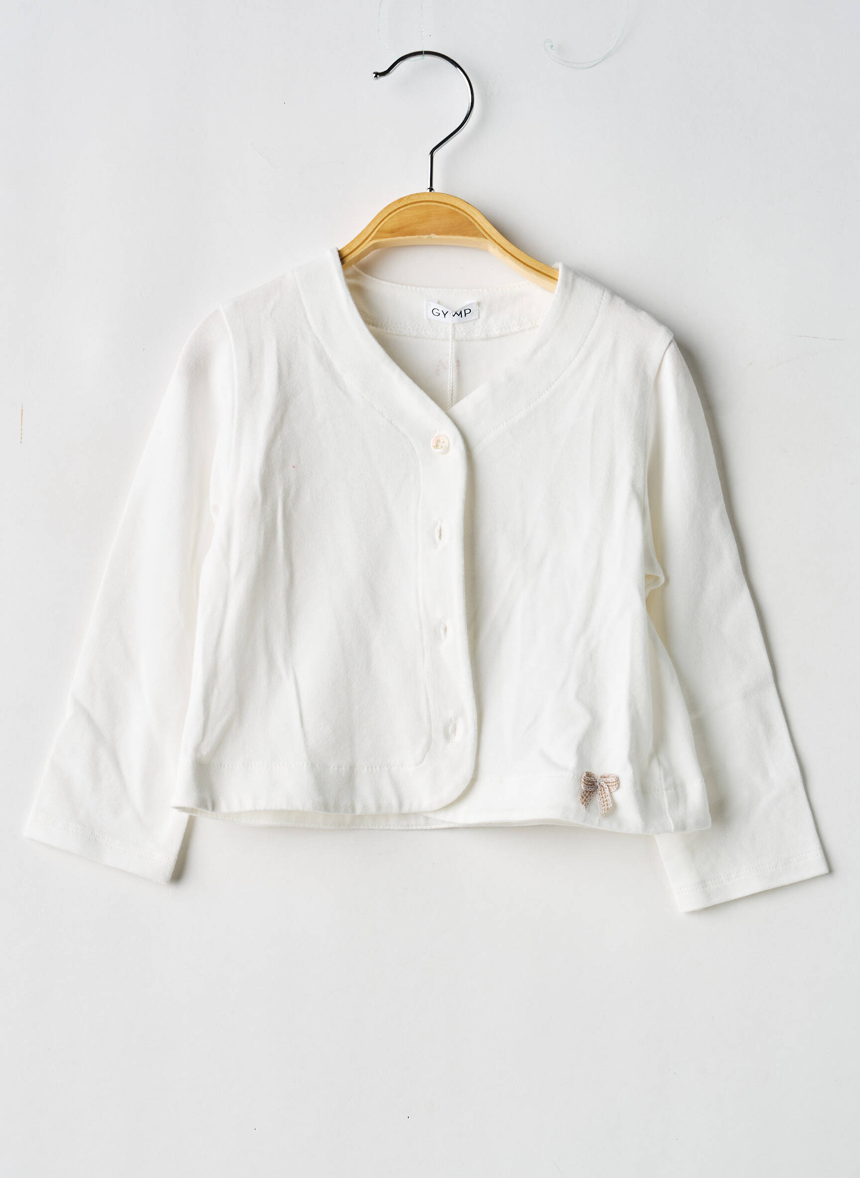 Gilet manches longues col v blanc GYMP fille