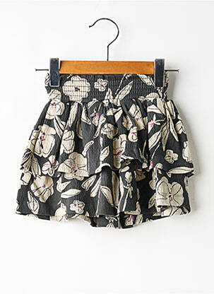 Jupe courte imprimé fantaisie noir LEVV LABEL fille