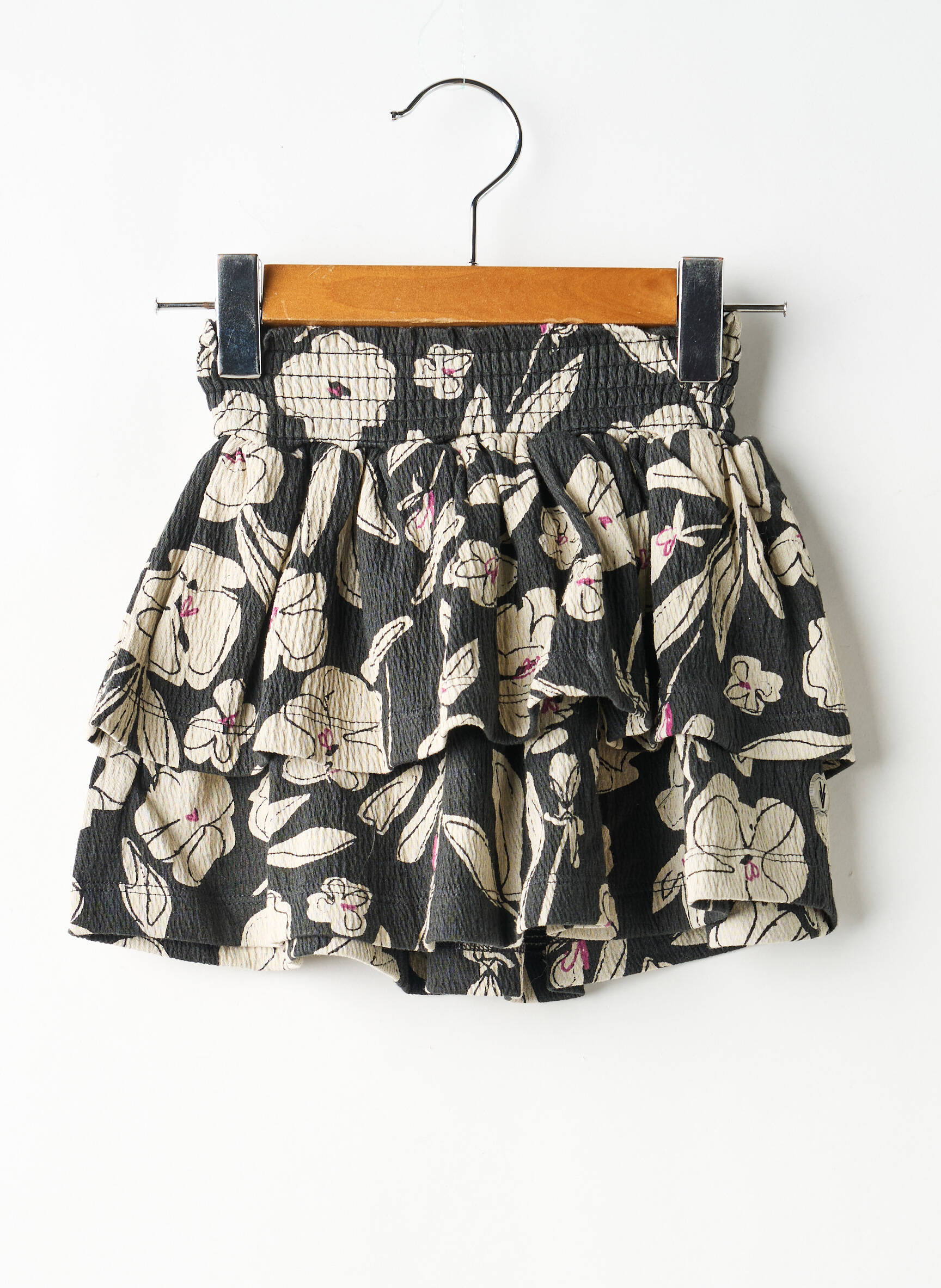 Jupe courte imprimé fantaisie noir LEVV LABEL fille