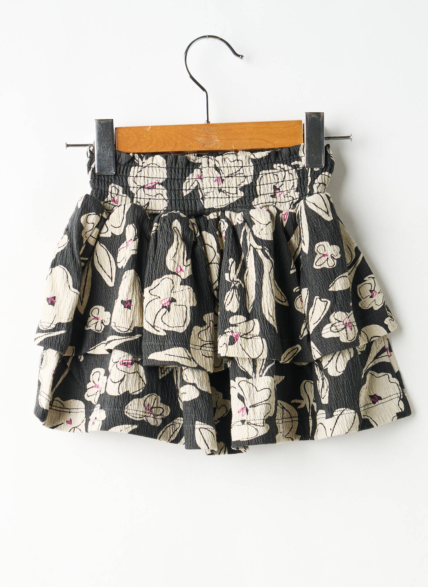 Jupe courte imprimé fantaisie noir LEVV LABEL fille
