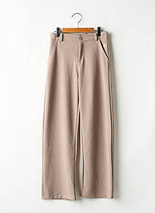 Pantalon droit fermeture zippée sous rabat boutonné beige LEVV LABEL fille