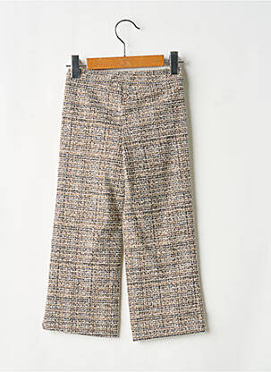 Pantalon droit fermeture zippée sous rabat boutonné taille élastique beige LEVV LABEL fille