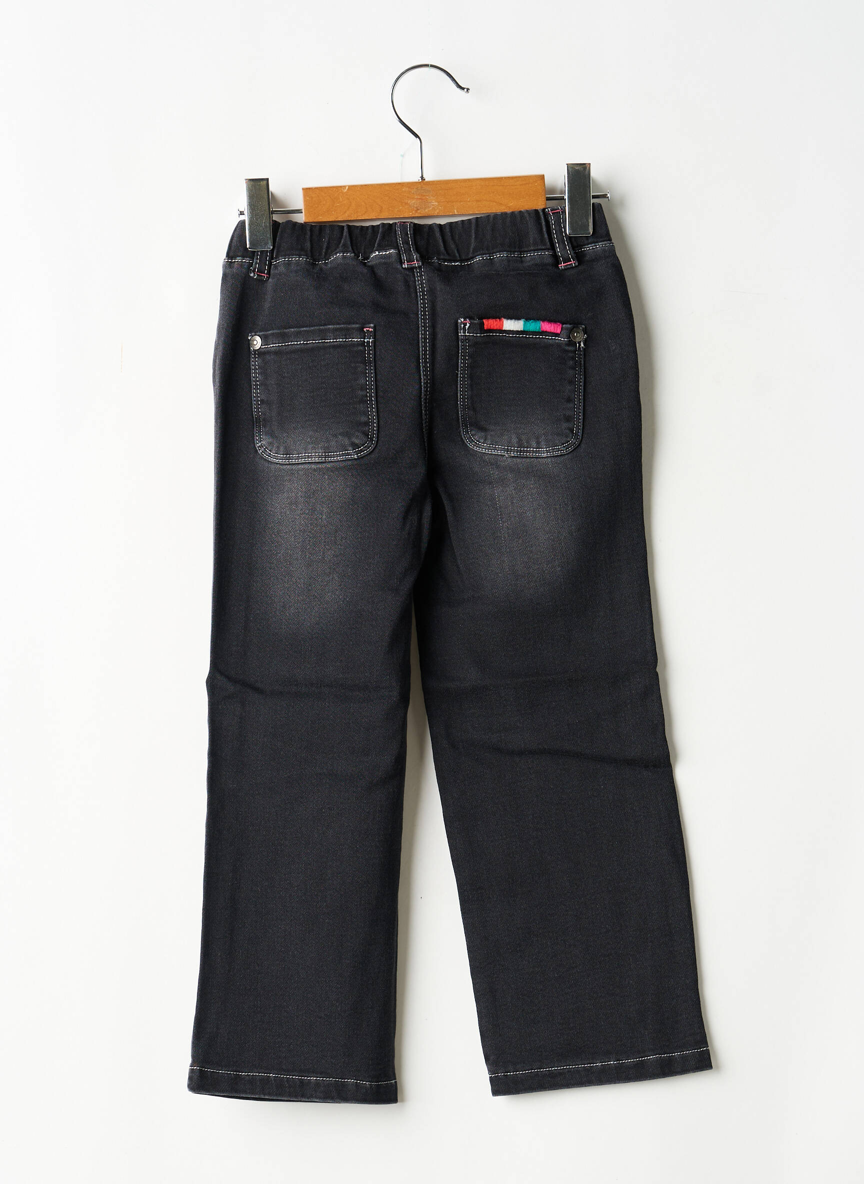 Jeans coupe droite taille élastique taille élastique noir BOBOLI fille