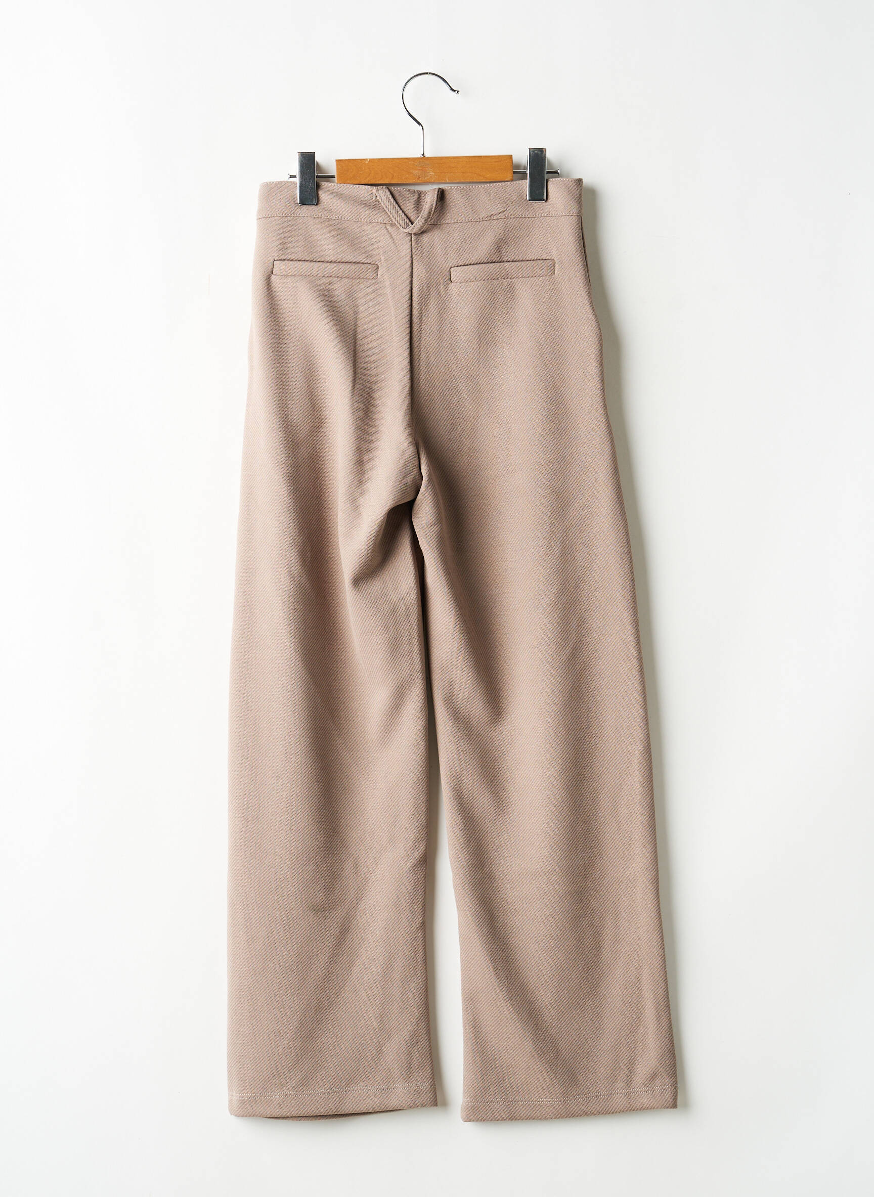 Pantalon droit fermeture zippée sous rabat boutonné beige LEVV LABEL fille