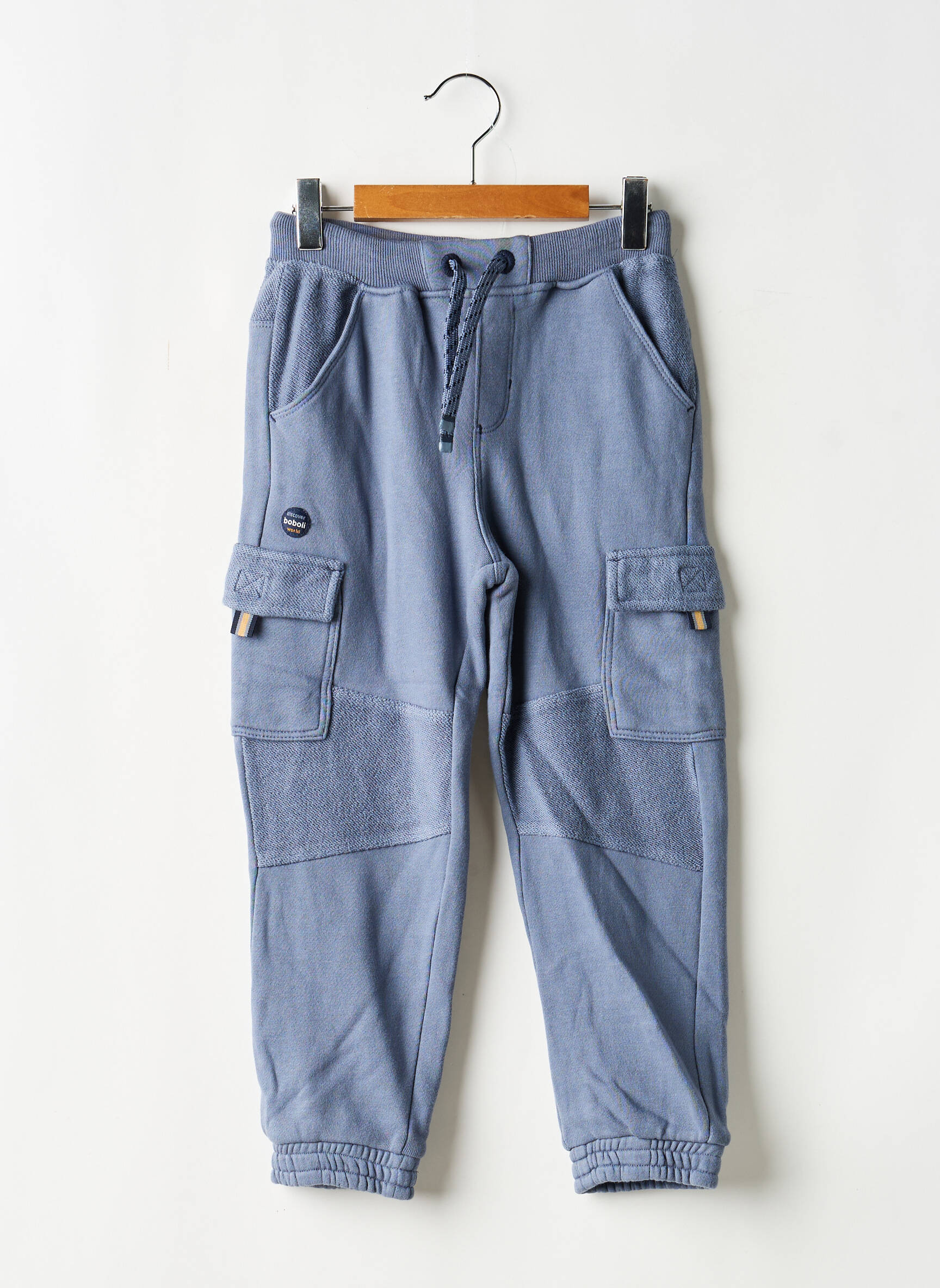 Pantalon cargo poches taille élastique bleu BOBOLI garçon