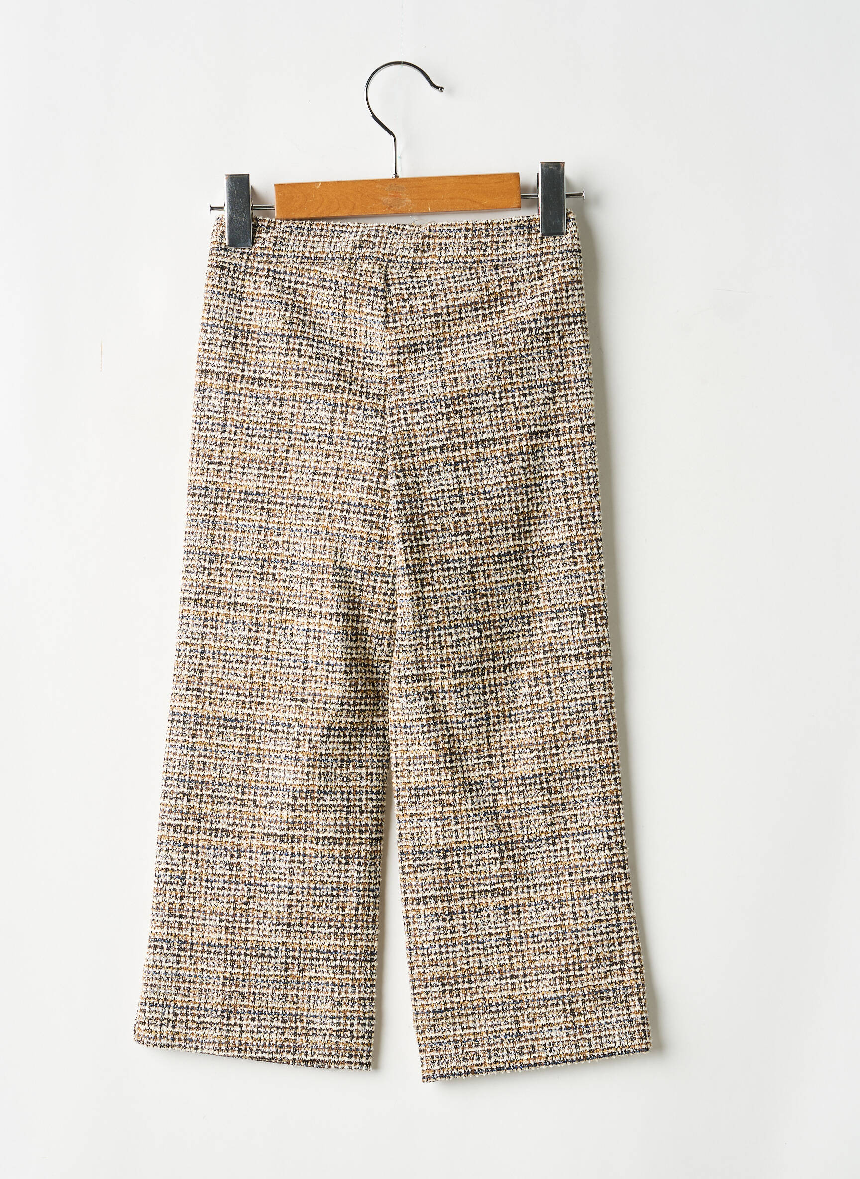 Pantalon droit fermeture zippée sous rabat boutonné taille élastique beige LEVV LABEL fille