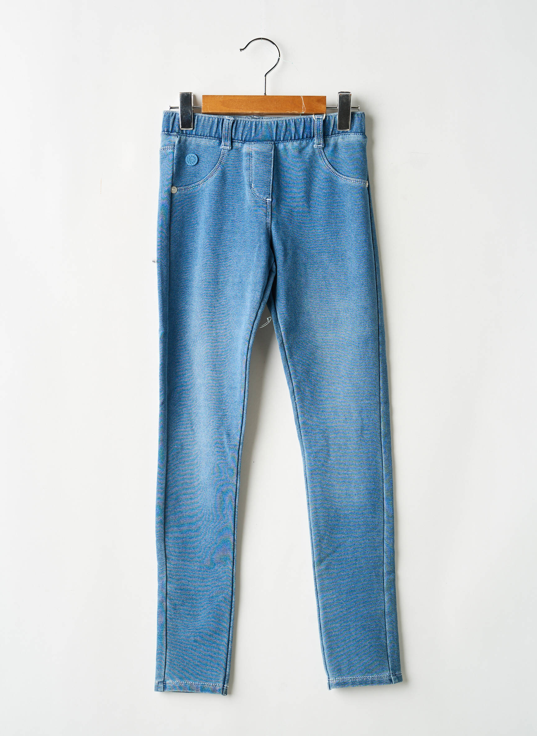 Jeans coupe slim tissage denim taille élastique bleu BOBOLI fille