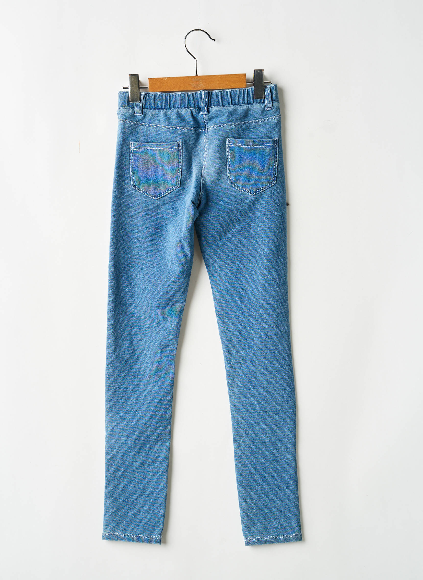 Jeans coupe slim tissage denim taille élastique bleu BOBOLI fille