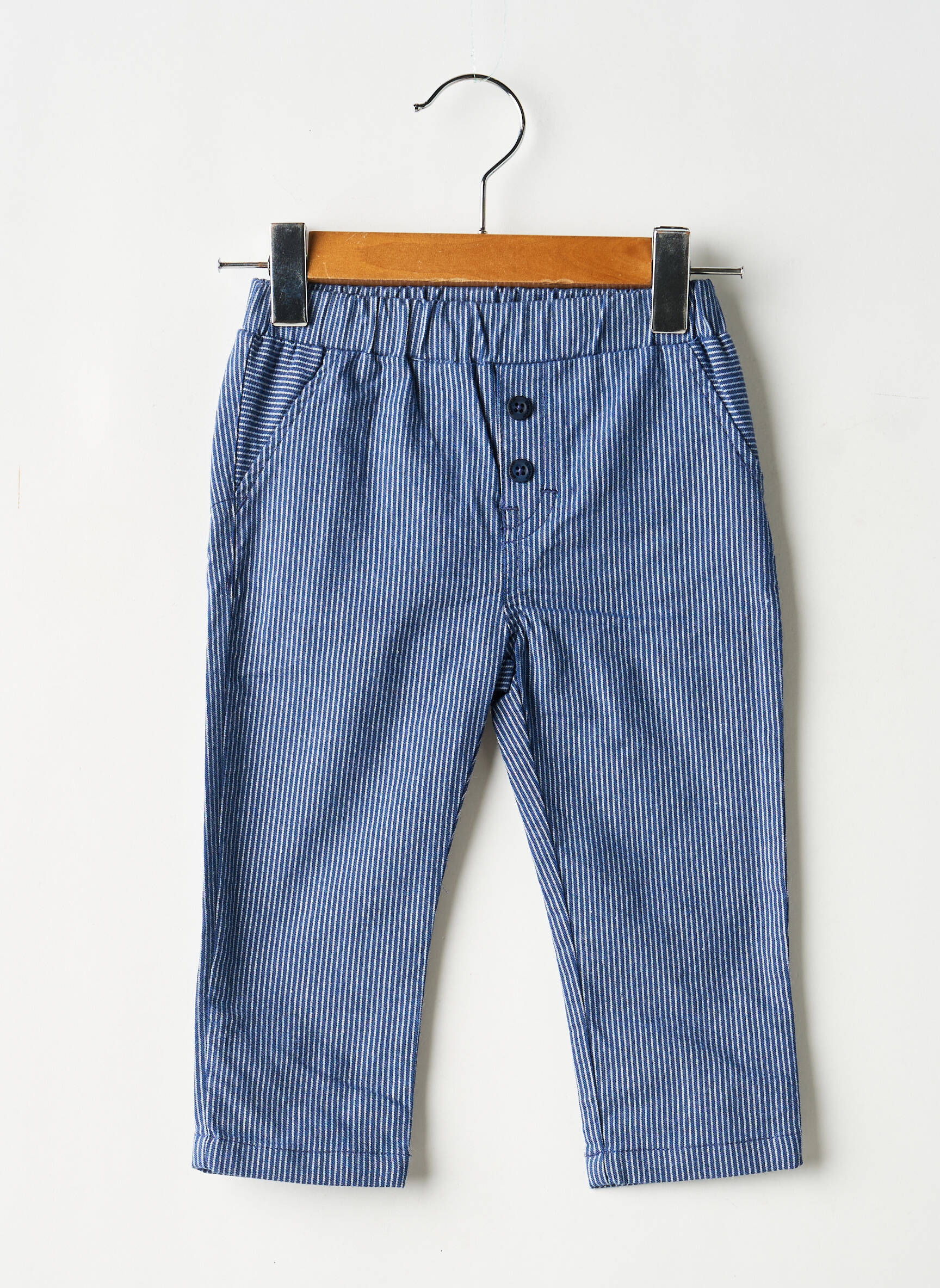 Pantalon droit coupe droite taille élastique bleu GYMP garçon
