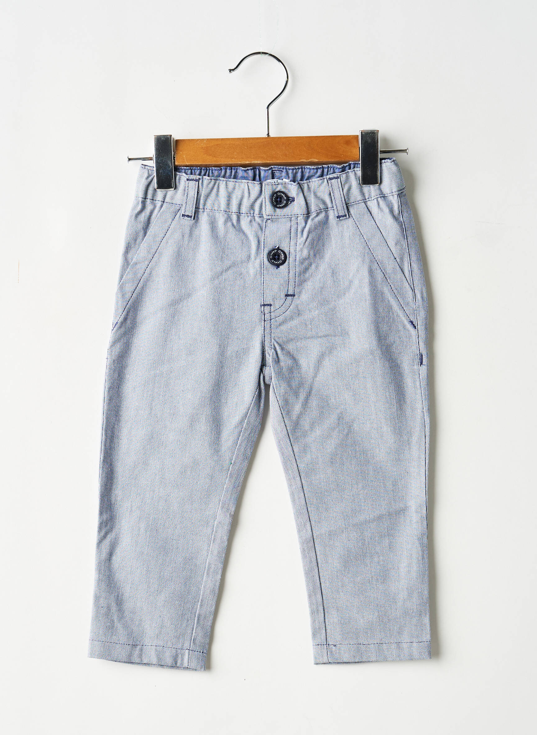 Pantalon droit coupe droite taille élastique bleu GYMP garçon