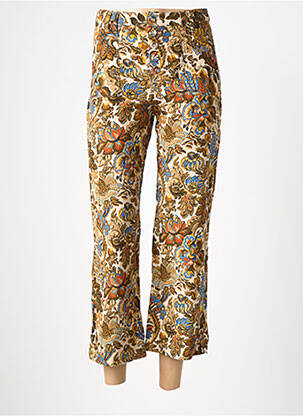 Pantalon 7/8 taille haute taille haute beige ORFEO femme
