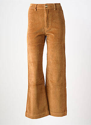 Pantalon flare stretch taille haute beige F.A.M. femme