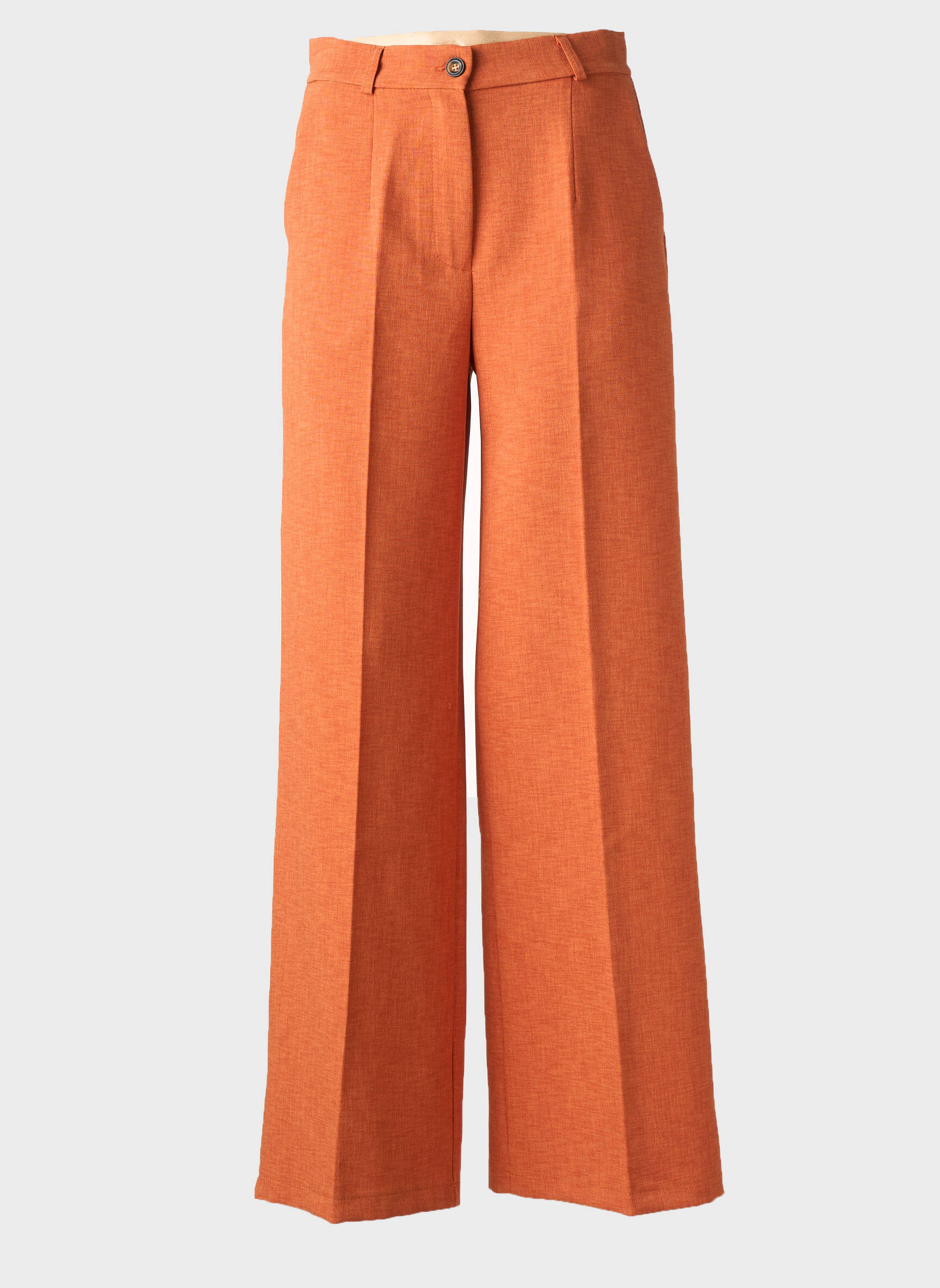 Pantalon large fermeture zippée sous rabat boutonné taille haute orange STUDIO PARISIEN femme