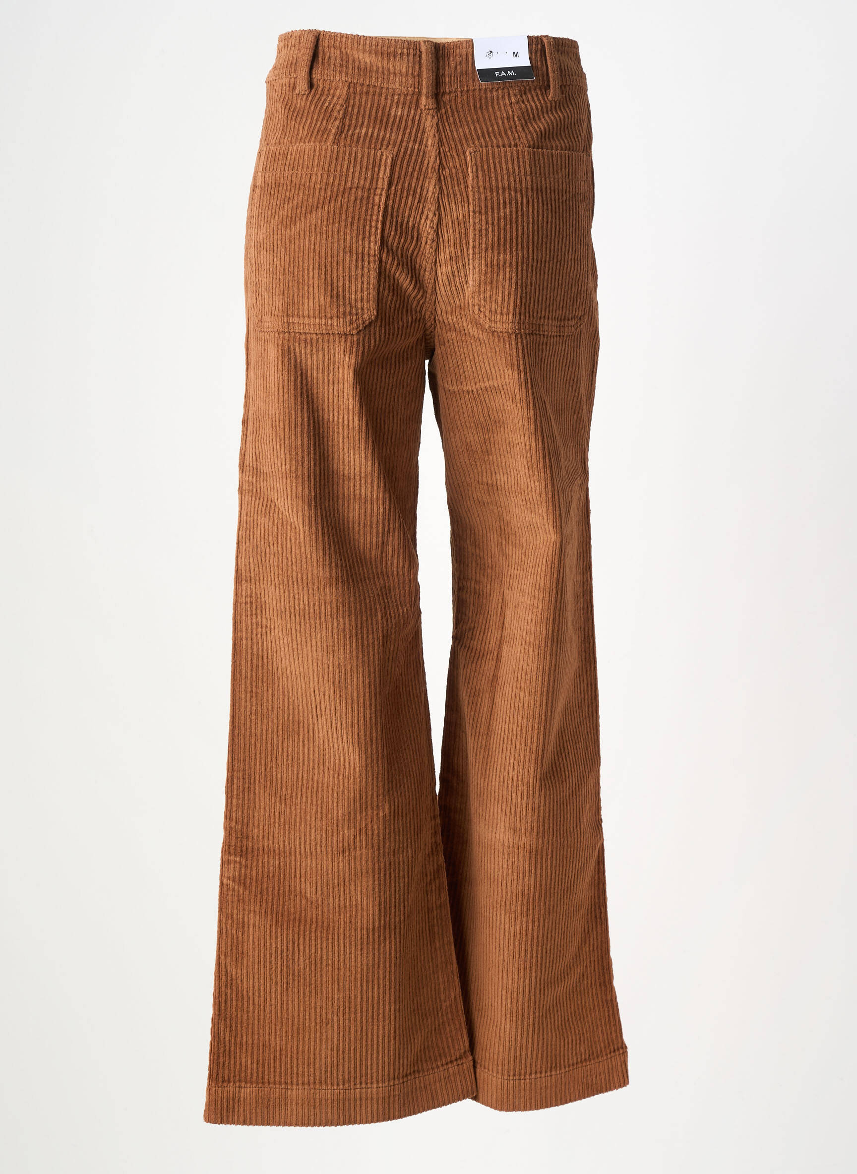 Pantalon flare stretch taille haute marron F.A.M. femme