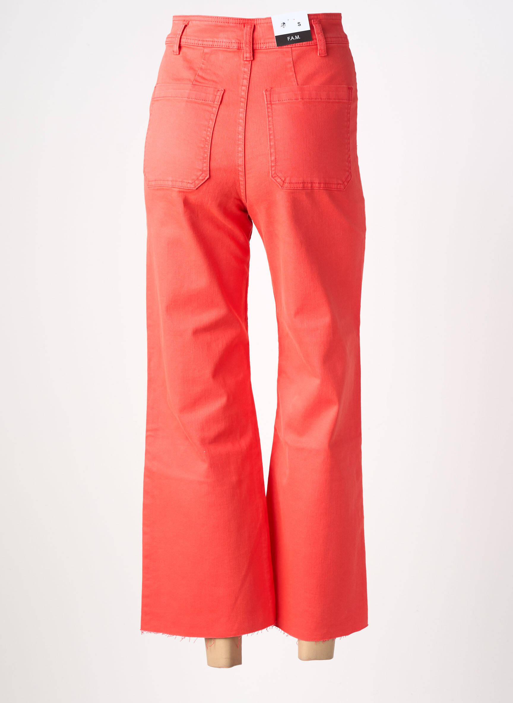 Jean coupe flare stretch taille haute rouge F.A.M. femme