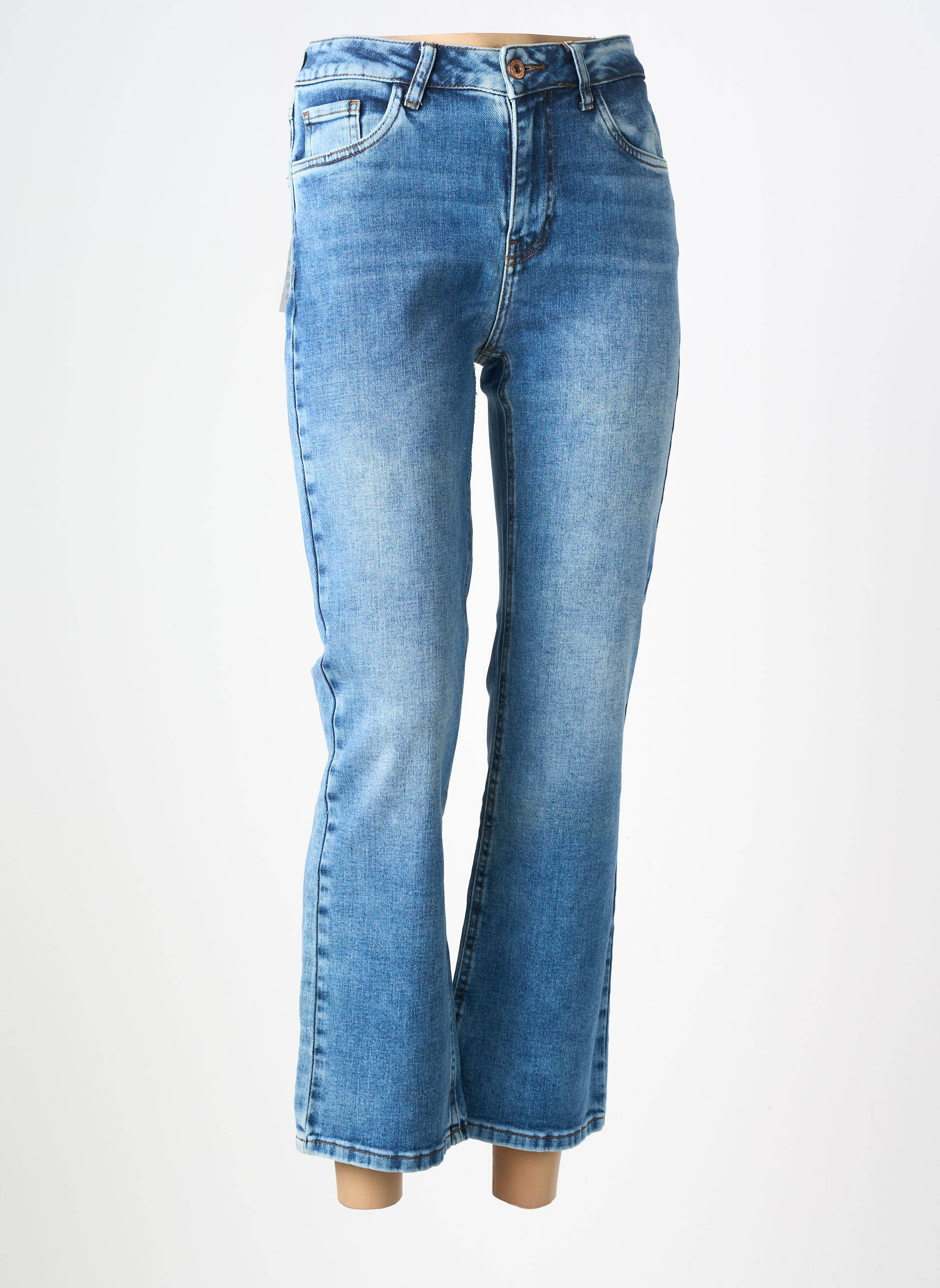 Jean coupe flare stretch taille haute bleu PULZ JEANS femme