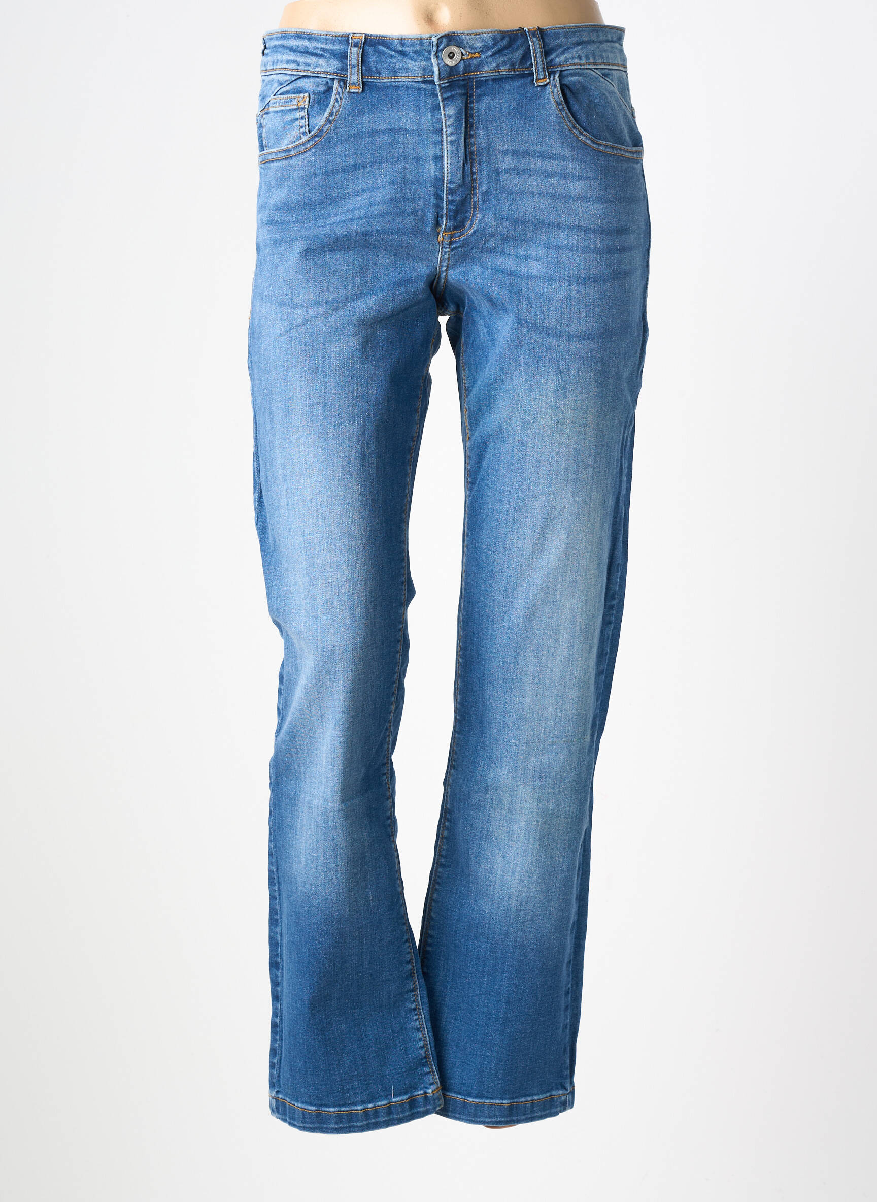 Jeans coupe slim stretch taille normale bleu B.YOUNG femme