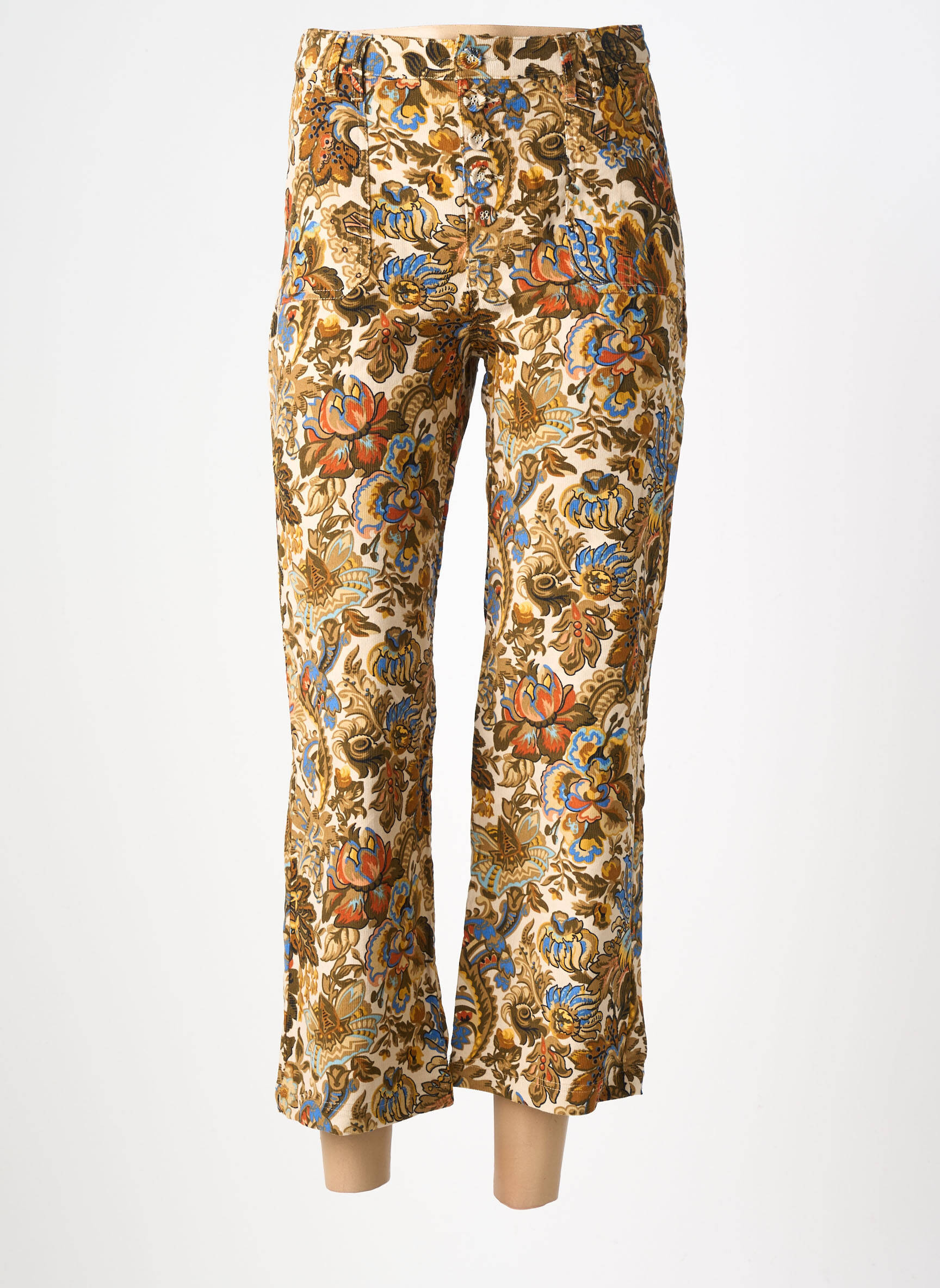 Pantalon 7/8 taille haute taille haute beige ORFEO femme