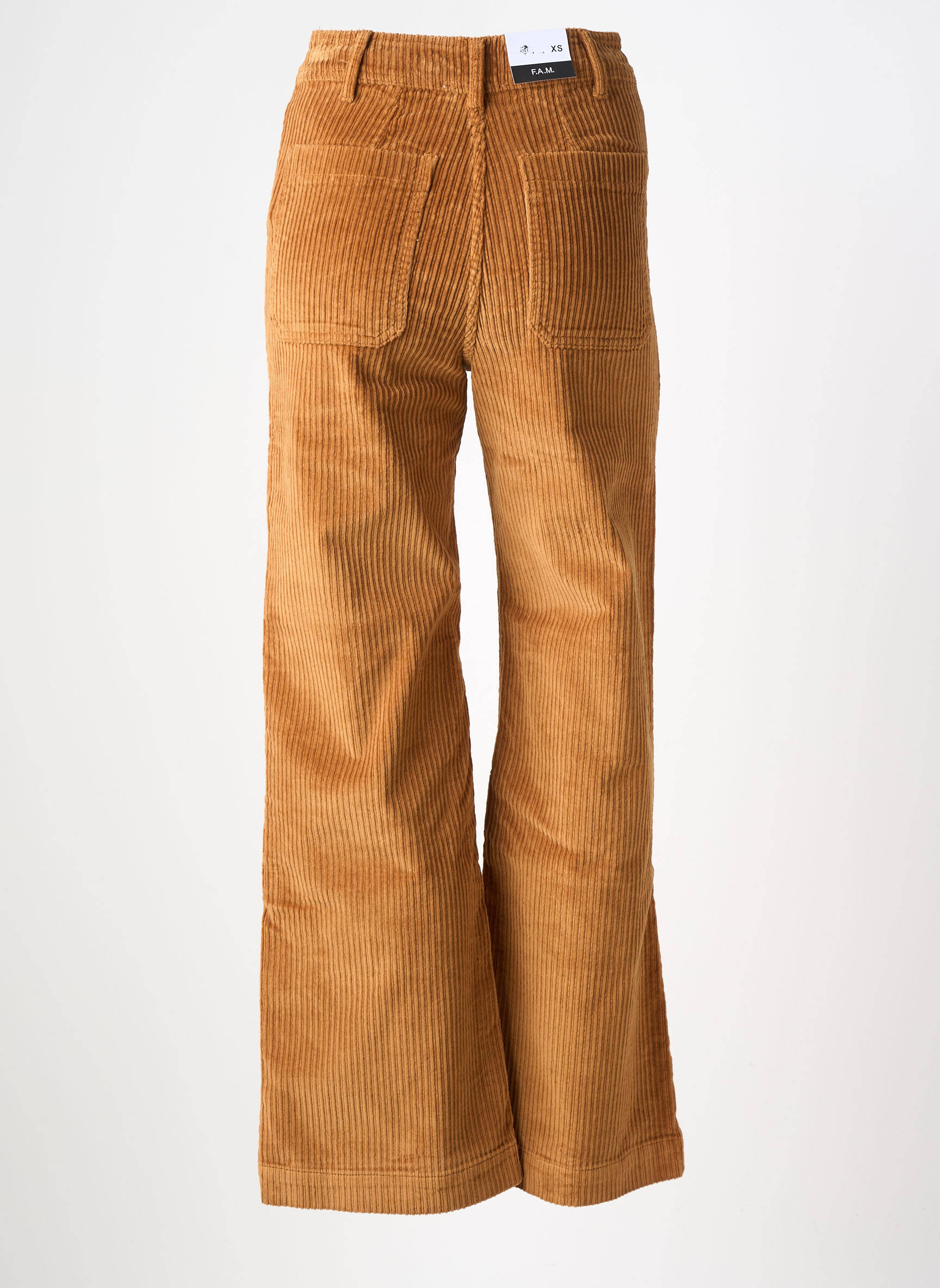 Pantalon flare stretch taille haute beige F.A.M. femme