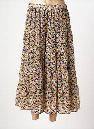 Jupe longue imprimé fantaisie beige SEE U SOON femme