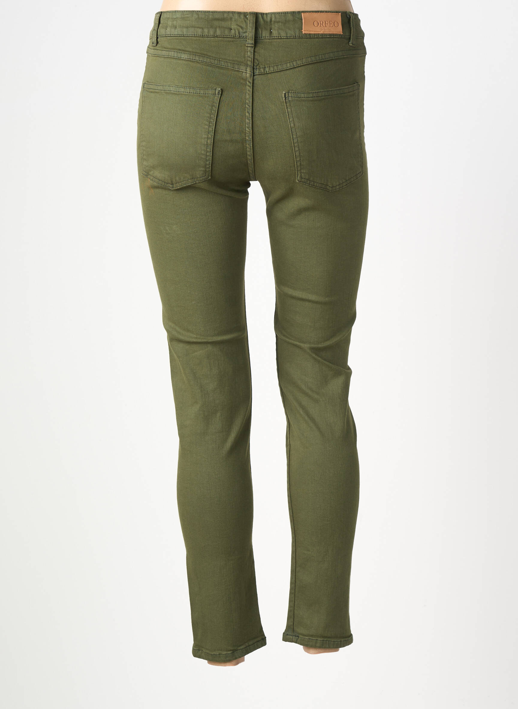 Jeans coupe slim tissage brut taille normale vert ORFEO femme