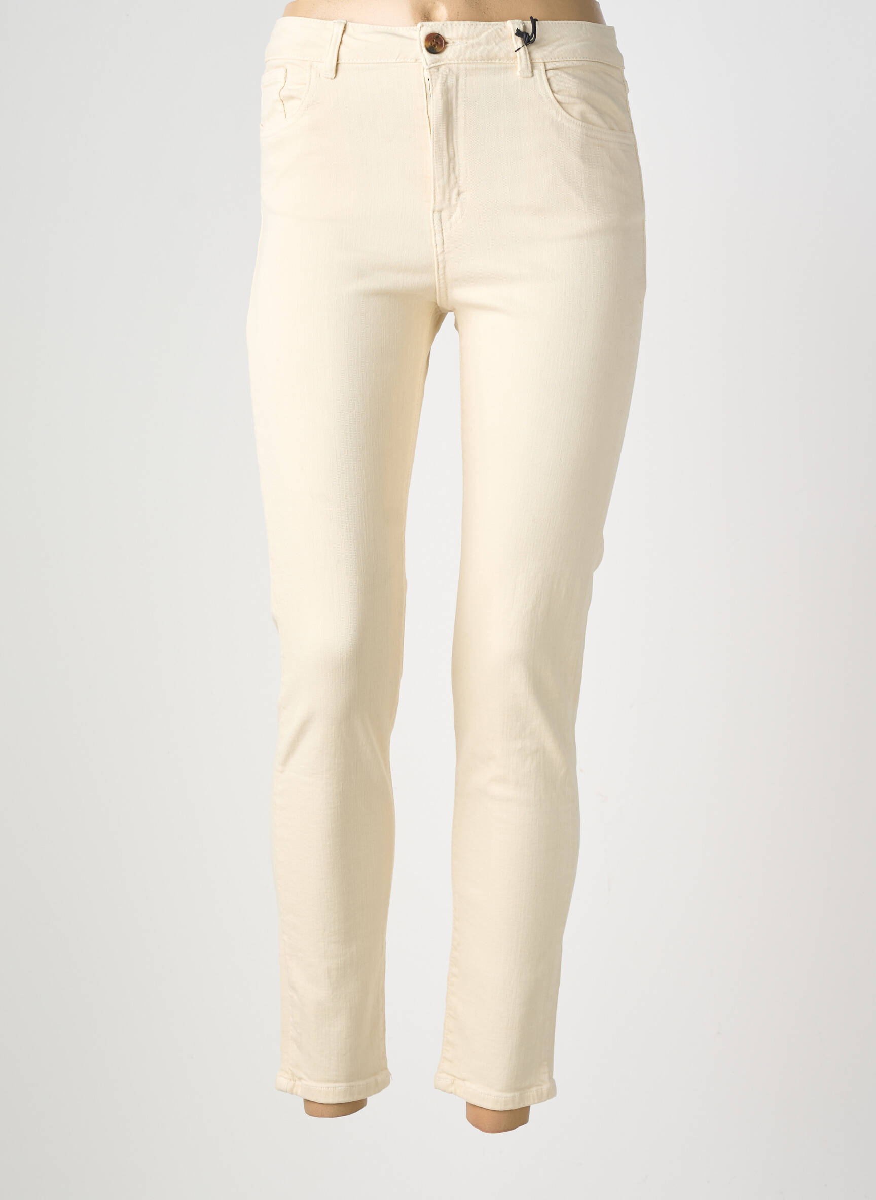 Jeans coupe slim tissage brut taille normale beige ORFEO femme