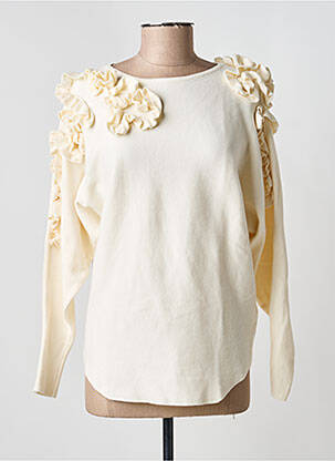 Pull coupe cintrée manches longues beige LOKITA femme