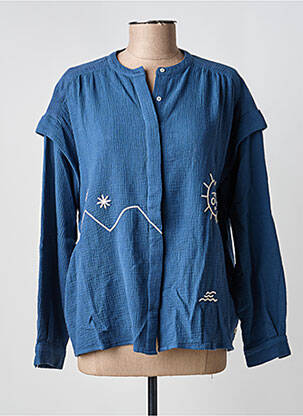 Chemisier coupe droite manches longues bleu A.P femme