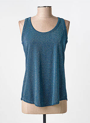 Top coupe cintrée fines bretelles bleu PAKO LITTO femme