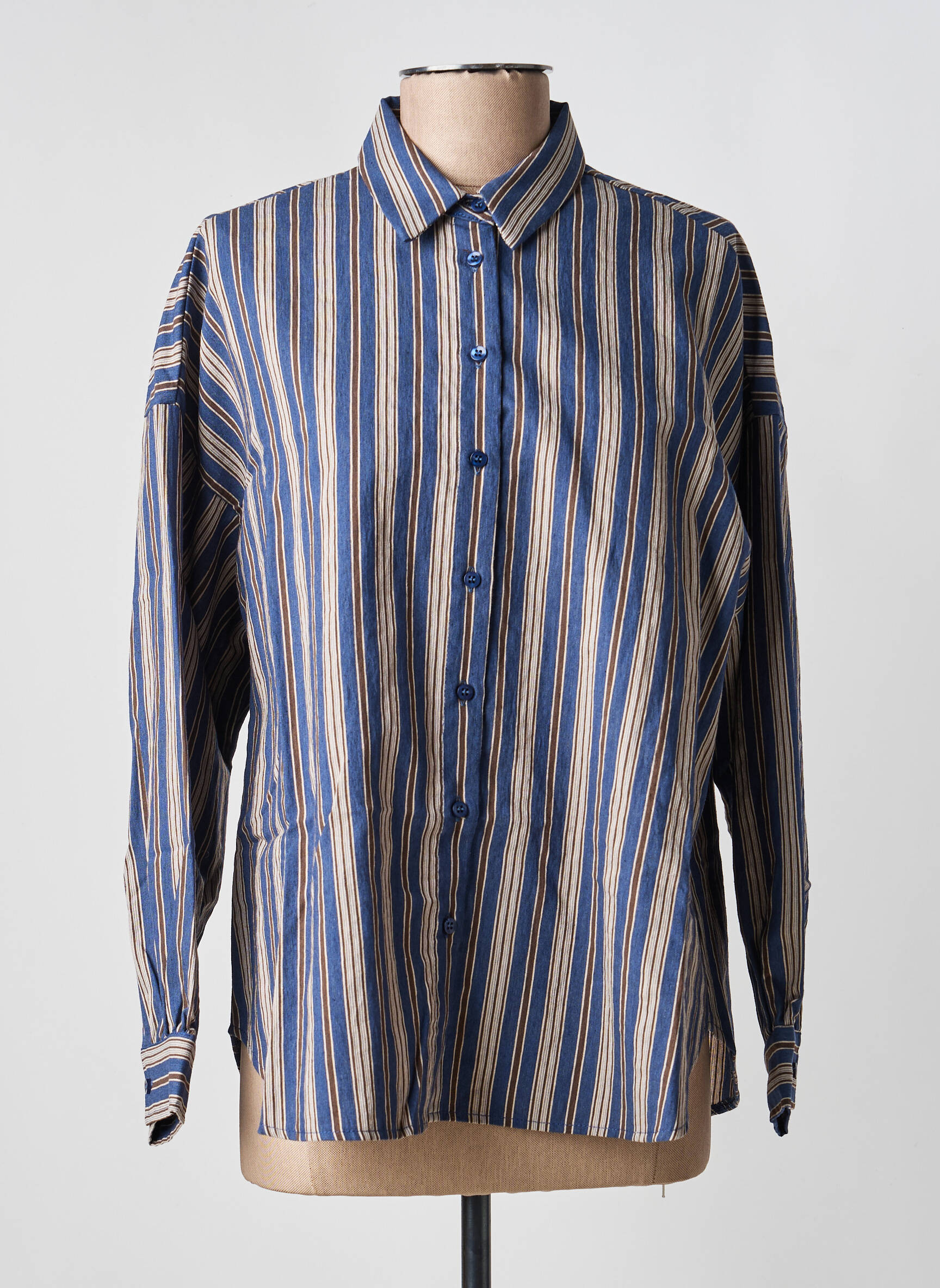 Chemise manches longues imprimé fantaisie bleu STUDIO PARISIEN homme