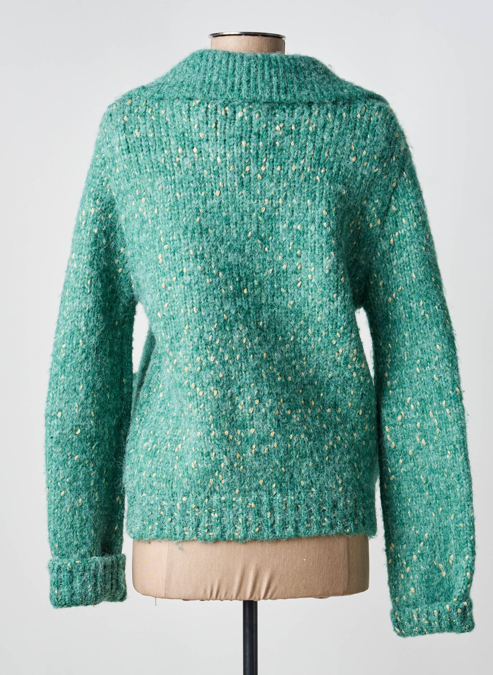 Gilet manches longues fermeture boutonnée sur le devant vert ORFEO femme