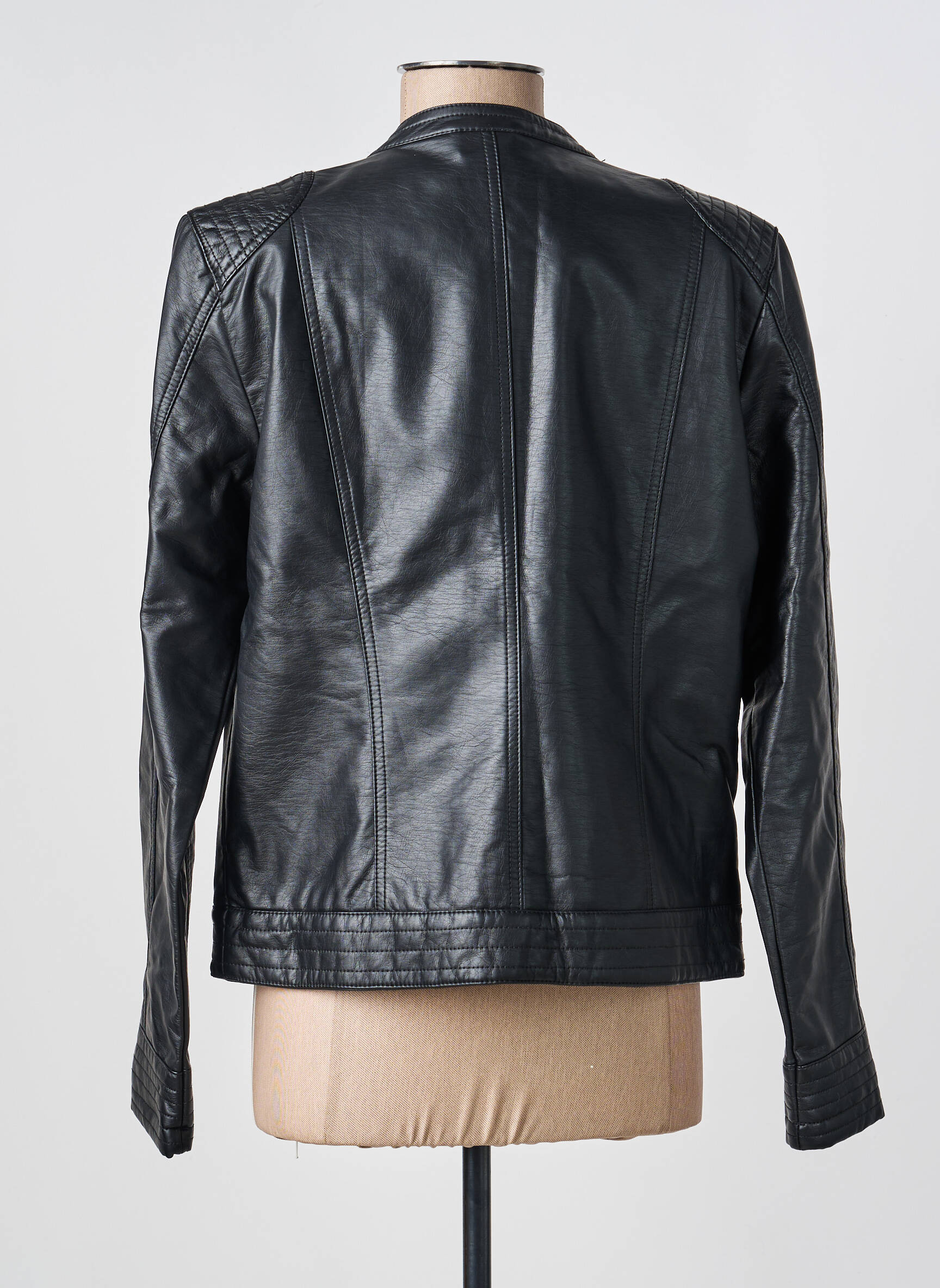 Veste simili cuir manches longues noir B.YOUNG femme