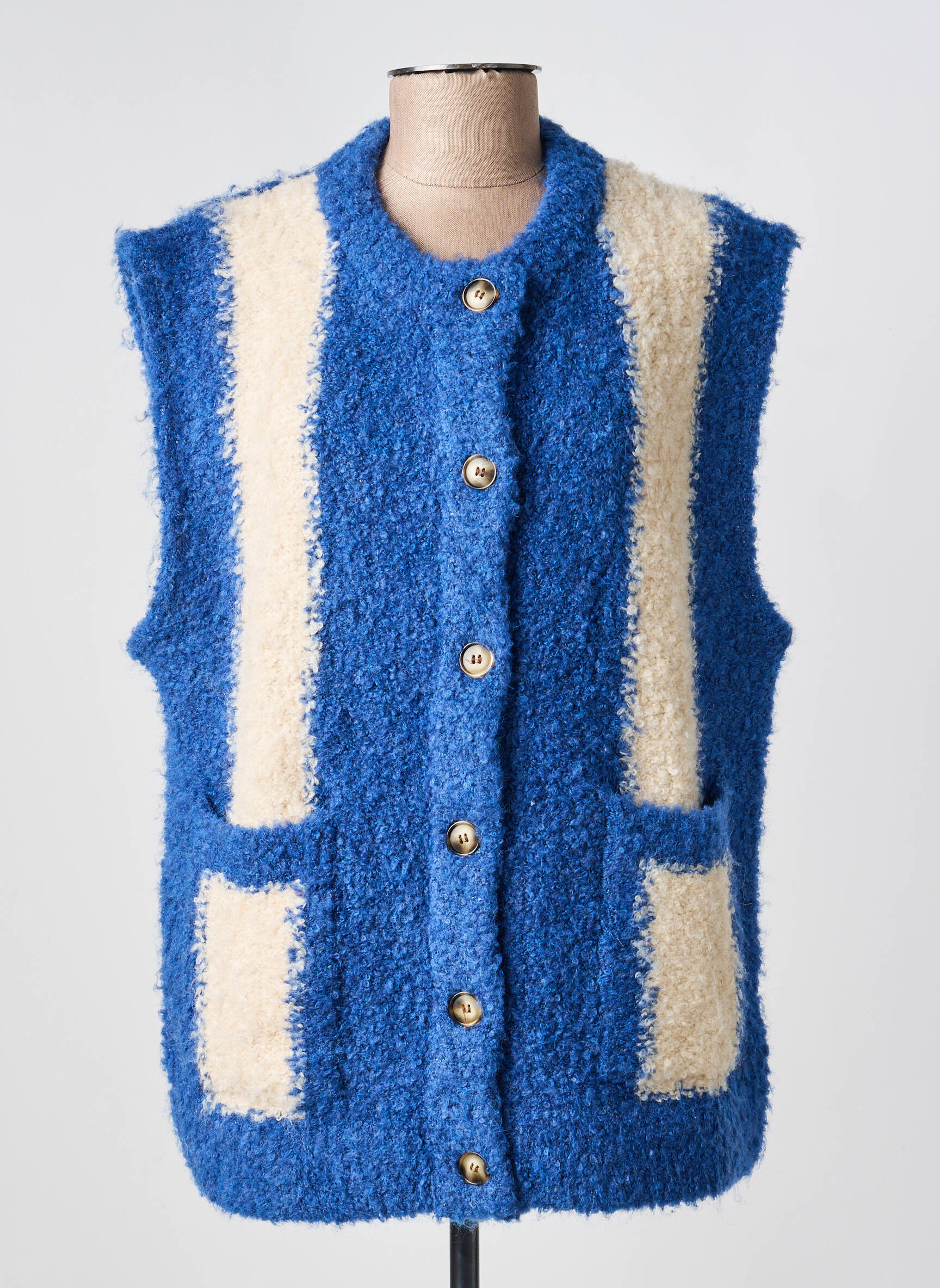 Gilet sans manche fermeture boutonnée sur le devant bleu FRNCH femme