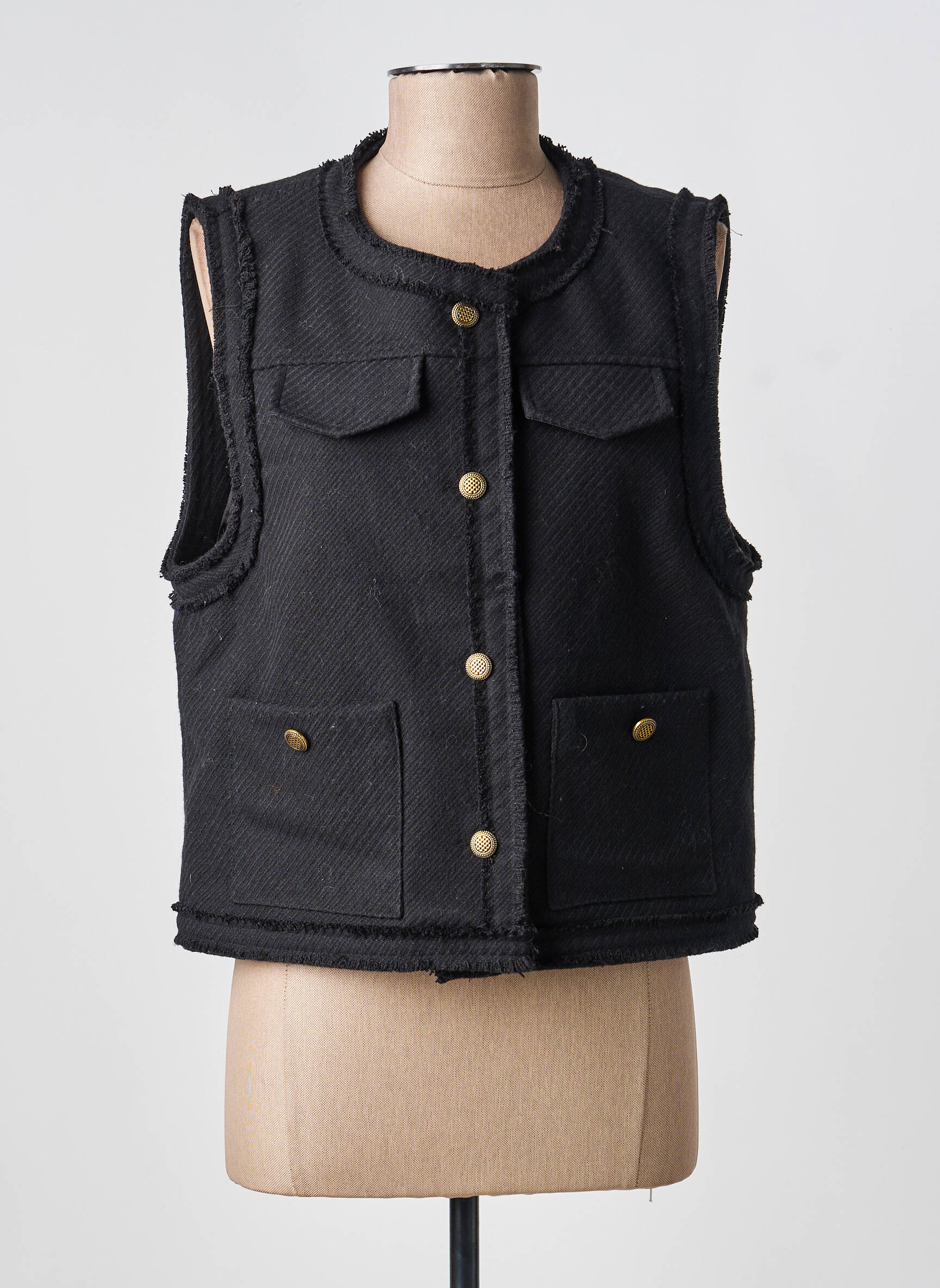 Gilet sans manche fermeture boutonnée sur le devant noir SEE U SOON femme