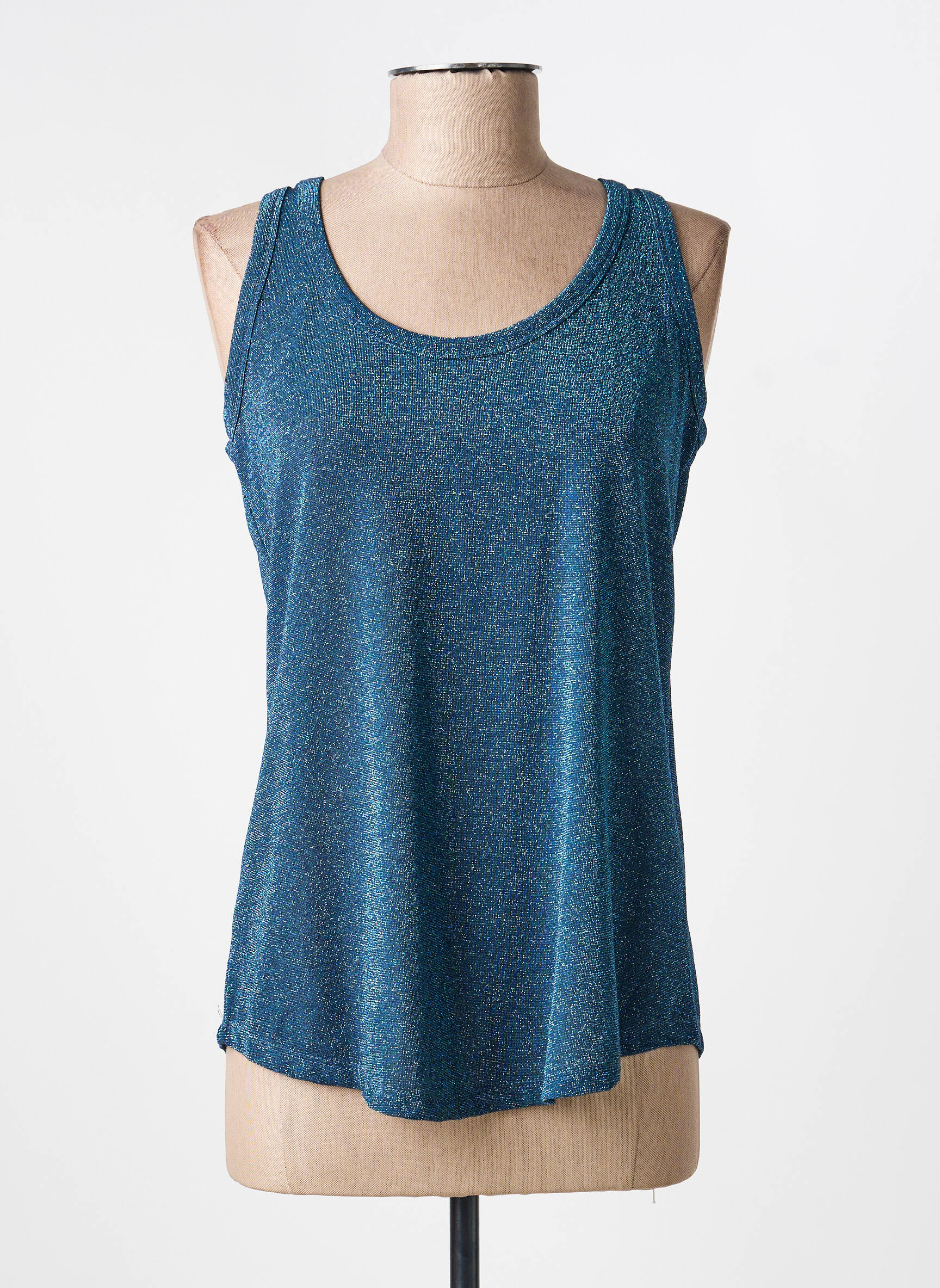 Top coupe cintrée fines bretelles bleu PAKO LITTO femme