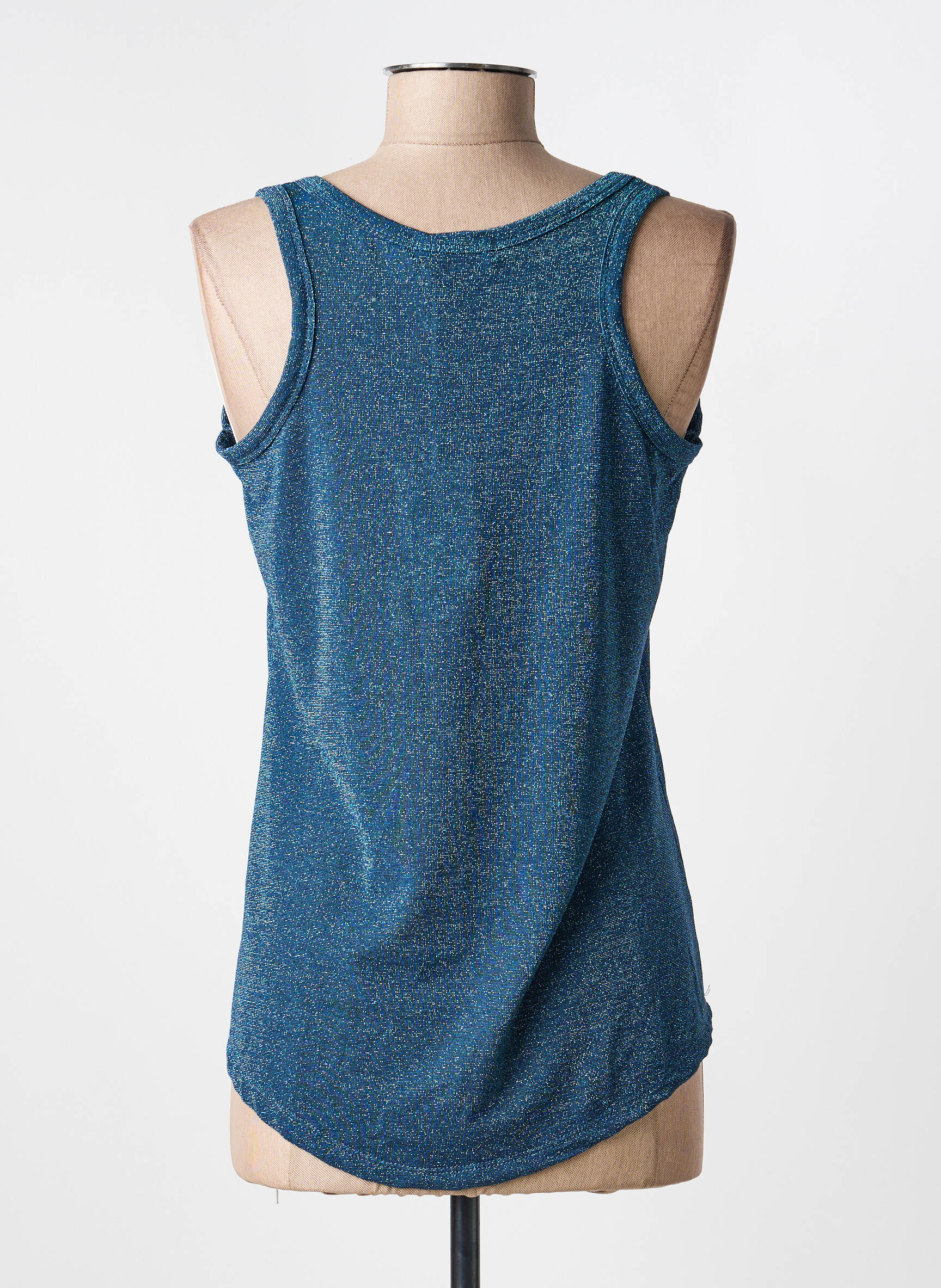 Top coupe cintrée fines bretelles bleu PAKO LITTO femme