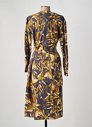 Robe mi-longue imprimé fantaisie manches longues bleu ORFEO femme
