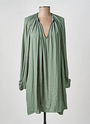 Robe courte coupe fluide manches longues vert SEE U SOON femme