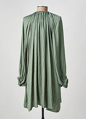 Robe courte coupe fluide manches longues vert SEE U SOON femme