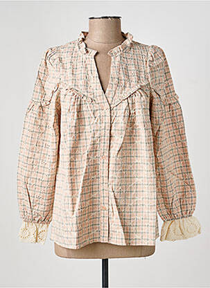 Chemisier imprimé fantaisie manches longues beige ORFEO femme