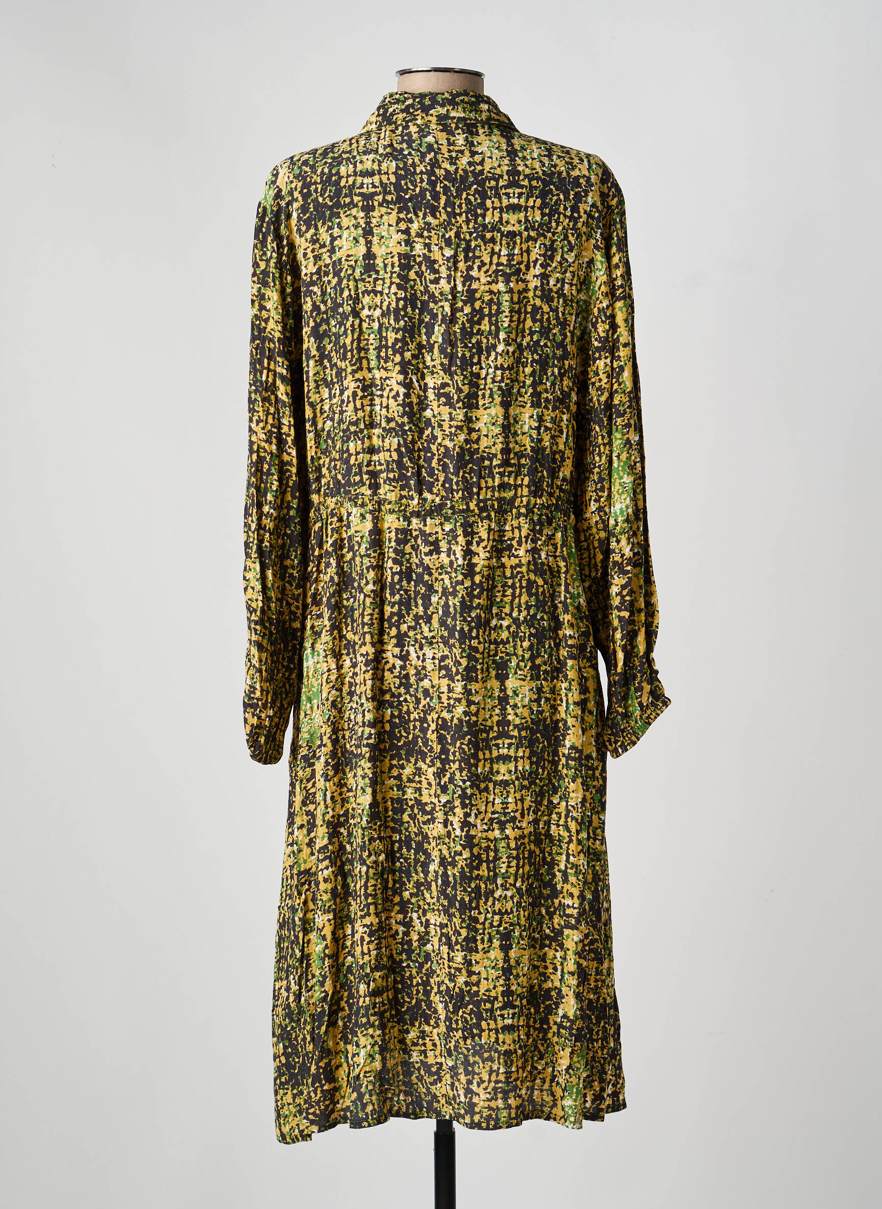 Robe mi-longue imprimé fantaisie manches longues vert MKT STUDIO femme