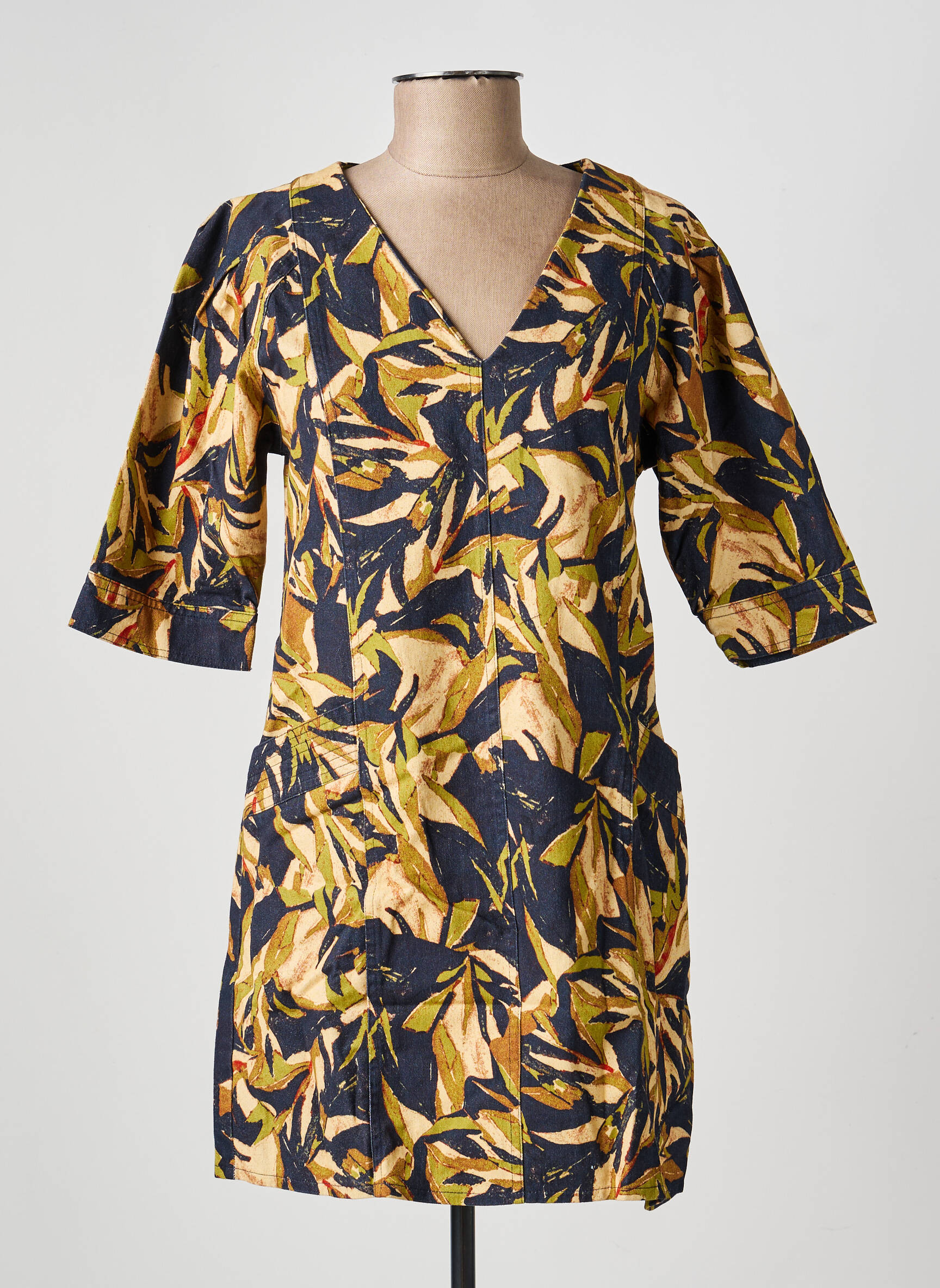 Robe courte manches courtes manches courtes bleu ORFEO femme