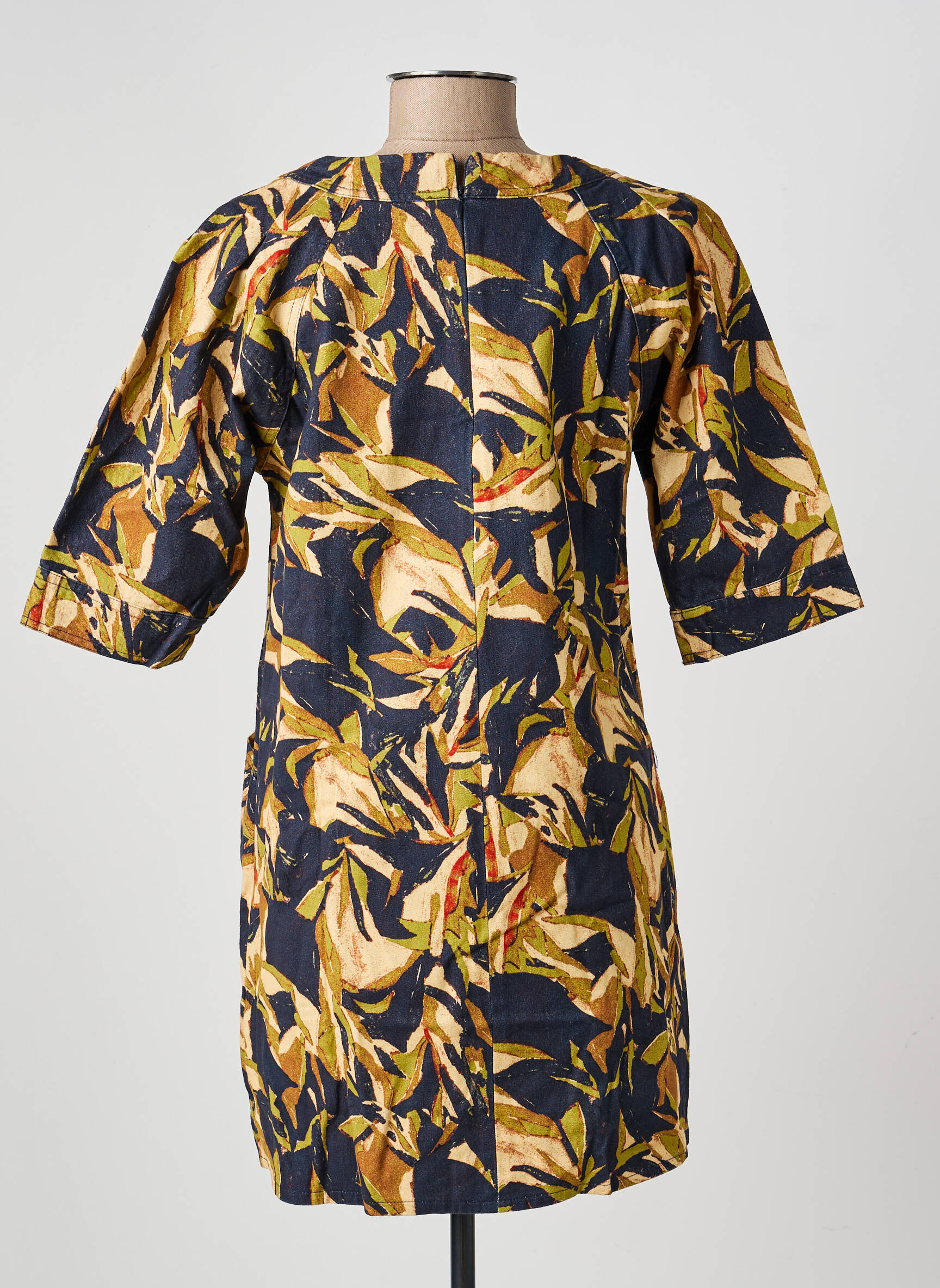 Robe courte manches courtes manches courtes bleu ORFEO femme