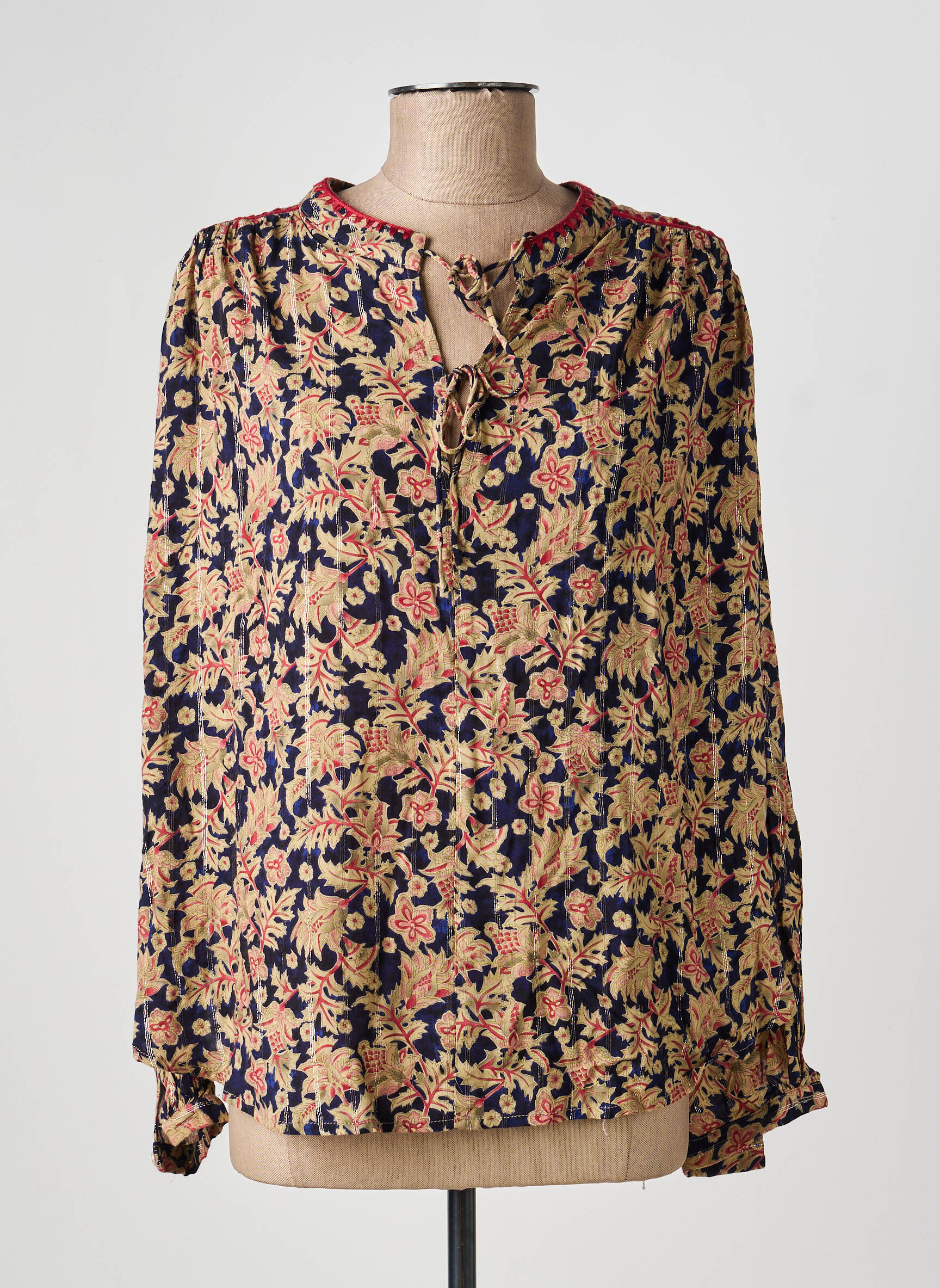 Blouse imprimé fantaisie manches longues bleu ORFEO femme