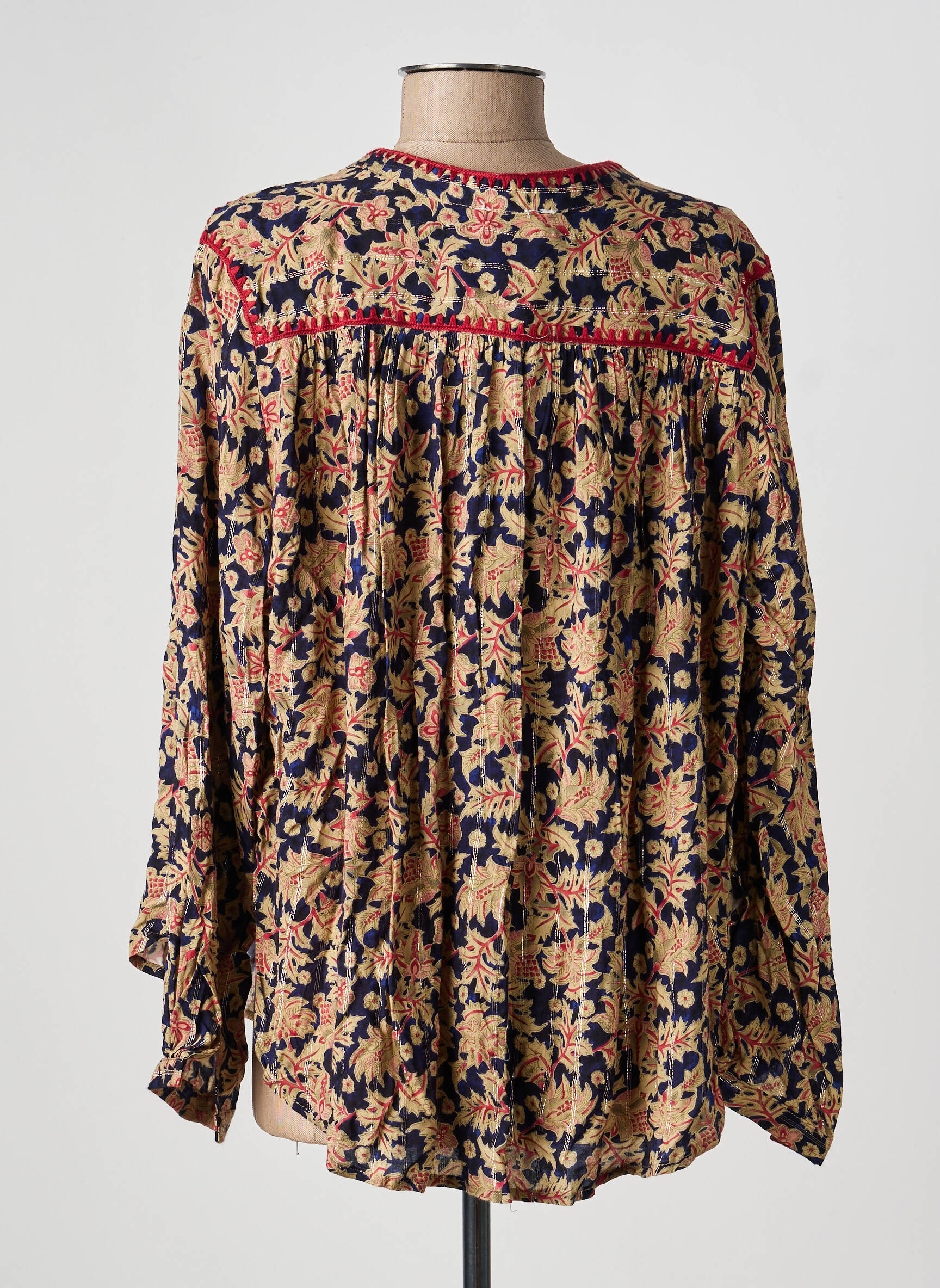 Blouse imprimé fantaisie manches longues bleu ORFEO femme