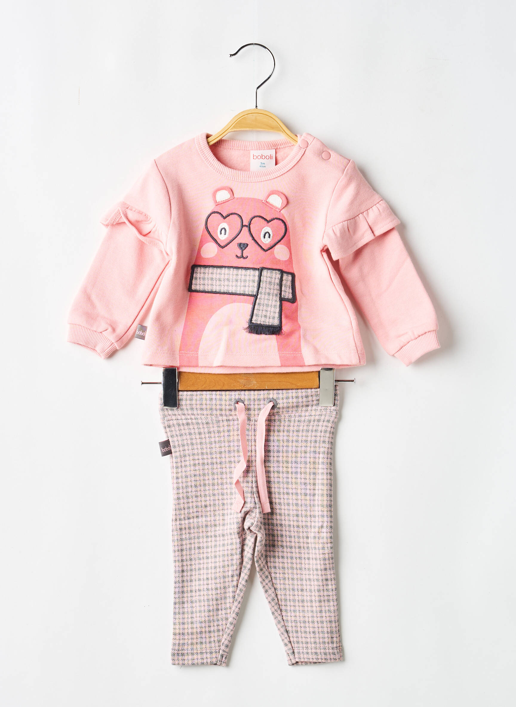 Ensemble pantalon broderie rose BOBOLI fille